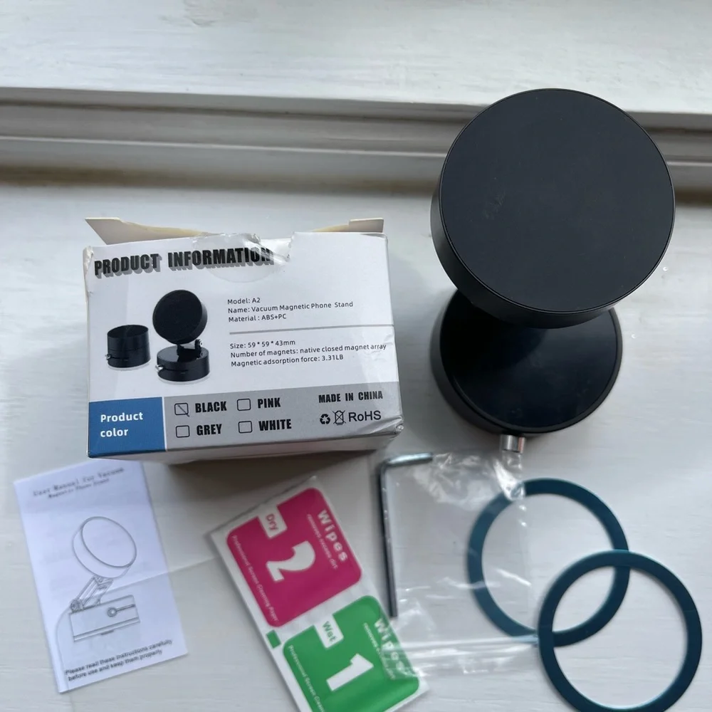 Sleek Black Adjustable Magnetic Phone Stand